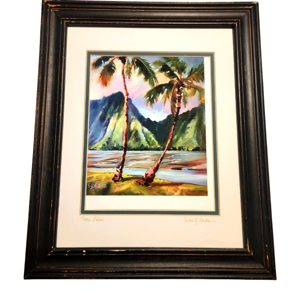 Twin palms Susie Y. Anderson Signed painting